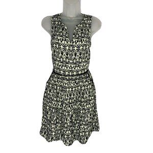 THML Dress Womens XS Navy White Ikat Print Sleeveless Pockets Boho Festival Mini